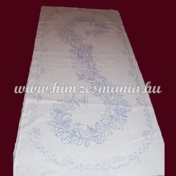 Pre-stamped table runner - hand embroidery - Kalocsa motif -  oval - 37x87 cm