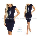 ELEGÁNS NŐI RUHA MATYÓ MINTÁVAL - GÉPI HÍMZÉS - SÖTÉTKÉK