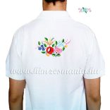 Kalocsai elején-hátulján hímzett férfi póló - fehér (2XL) - Hímzésmánia