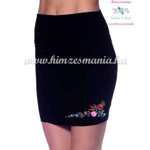 Skirt - hungarian folk - machnine embroidery - Kalocsai motif - black