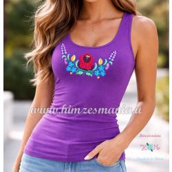 KALOCSAI MINTÁS TOP - KÉZI HÍMZÉS - LILA