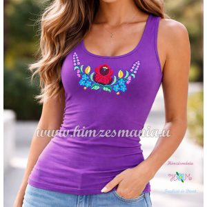 KALOCSAI PATTERN TOP - HAND EMBROIDERY - PURPLE