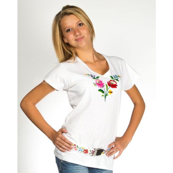 Embroidery Mania - T-shirt Kalocsa hand-embroidered - white 
