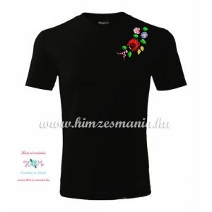 Men's Short Sleeve T-Shirts - hungarian folk embroidery -Kalocsa motif - black