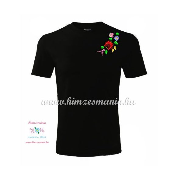 Men's Short Sleeve T-Shirts - hungarian folk embroidery -Kalocsa motif - black