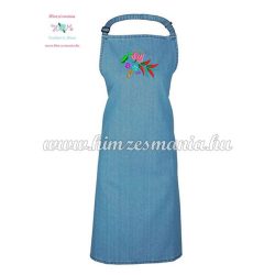 Denim apron - folk machine embroidery - kalocsa style 