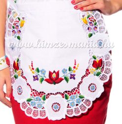 Apron - hungarian folk lace embroidery - Kalocsa style - white
