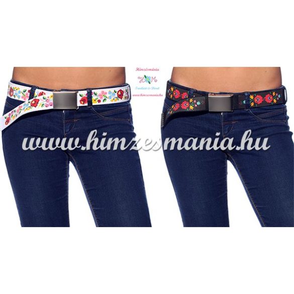 Belt Metal Buckle - hungarian folk design - Matyo style - unisex - black