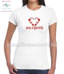   Short Sleeve T-Shirt Women - HUNGARY inscription - machine embroidered - Matyo heart - white