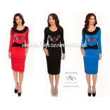 Women dress - folk hand embroidery - Kalocsa style - blue