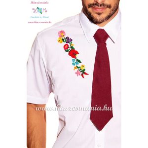 Men's shirt - hungarian folk - hand embroidery - Kalocsa pattern - white