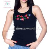 Matyó mintás hímzett top - fekete - Hímzésmánia 