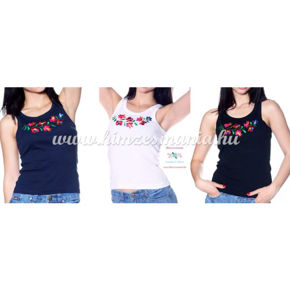 Matyó mintás hímzett top - fekete - Hímzésmánia 