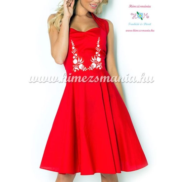 Bridal dress - hungarian folk embroidery - Kalocsa design - red