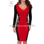 Women dress - hungarian folk hand embroidery - Matyo motif - red