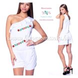 Women overall - hungarian folk machine embroidery - Kalocsa design - white