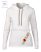 Women's long sleeve hooded tee - machine embroidery - hungarian folk style - white
