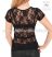 Short-sleeved lace women top - traditional folk hand embroidery - hungarian motif - Black