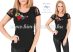 Short-sleeved lace women top - traditional folk hand embroidery - hungarian motif - Black