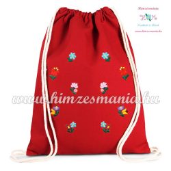   Canvas backpack - folk embroidery - Hungary - Matyo pattern - Red