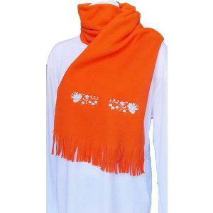 Polar scarf - hungarian folk machine-emboridery - Kalocsai style - unisex - orange