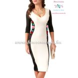 Women dress - hungarian folk hand embroidery - Kalocsai motif - cream
