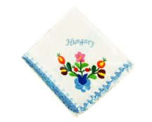   Handkerchief - hungarian folk embroidery - Matyo style - blue Hungary