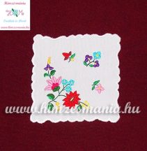  Tablecloth - hungarian folk - hand embroidery - Kalocsa style - 16x16 cm
