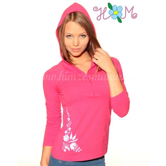 Embroidery Mania - T-shirt long sleeve hungarian folk machine-embroidered - Kalocsa style - pink