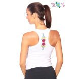 Top - hungarian folk machine embroidery - Matyo motif - white