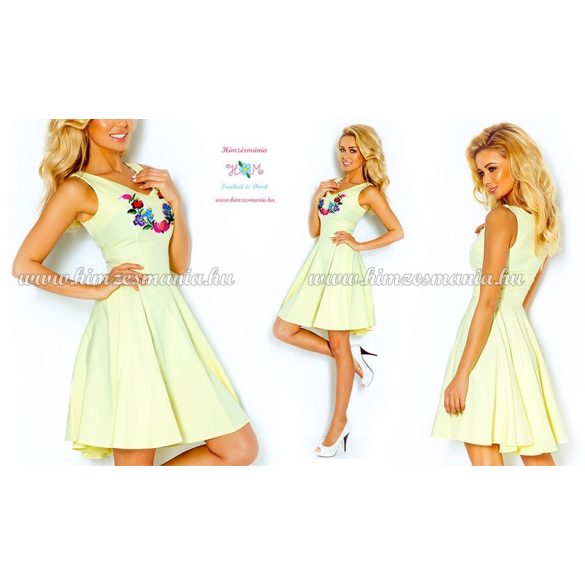 Kalocsai mintás loknis ruha - gépi hímzés - sárga