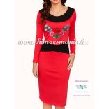 Kalocsai mintás ruha - kézi hímzés - piros (38)