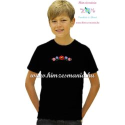   Black T-shirt boys - hungarian machine embroidery -  Kalocsa motif