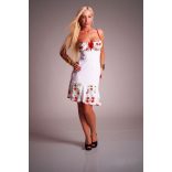 Fehér női ruha kalocsai mintás betéttel (S-M)