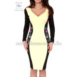 Women dress - hungarian folk hand embroidery - Matyo motif - yellow