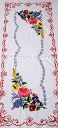Tablecloth - hungarian folk - hand embroidery - Kalocsa style- 35x84 cm