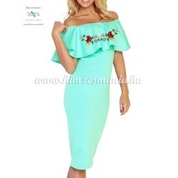 Dress - hungarian folk embroidery - Kalocsa style - mint