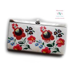 Wallet - hungarian folk pattern - Kalocsa style - beage
