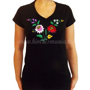 Embroidery Mania - T-shirt Kalocsa hand-embroidered - black