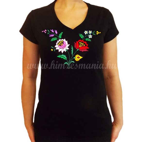Embroidery Mania - T-shirt Kalocsa hand-embroidered - black