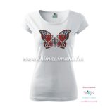 T'shirt - hungarian butterfly - Kalocsa style - white