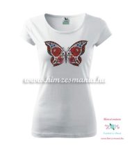 T'shirt - hungarian butterfly - Kalocsa style - white