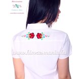 Women's shirt - hungarian folk machine embroidery - Kalocsa style - Embroidery Mania - white