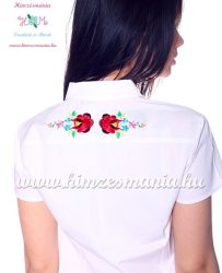 Women's shirt - hungarian folk machine embroidery - Kalocsa style - Embroidery Mania - white