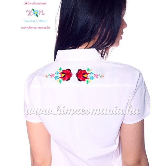 Women's shirt - hungarian folk machine embroidery - Kalocsa style - Embroidery Mania - white