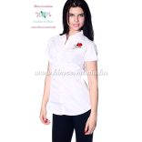 Women's shirt - hungarian folk machine embroidery - Kalocsa style - Embroidery Mania - white