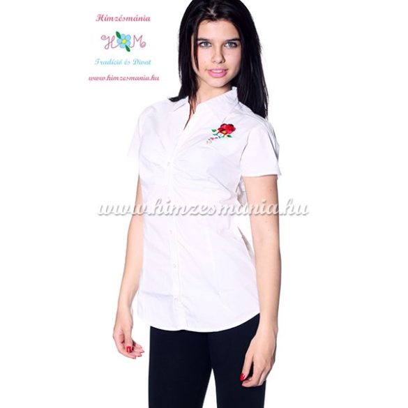 Women's shirt - hungarian folk machine embroidery - Kalocsa style - Embroidery Mania - white