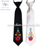 Kids tie - hungarian folk machine embroidery - Matyo style - white - Embroidery Mania