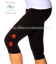   Kalocsai rózsával hímzett capri leggings - fekete - Hímzésmánia 