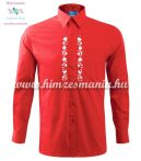Piros férfi ing fehér kalocsai mintával - gépi hímzés